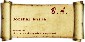 Bocskai Anina névjegykártya